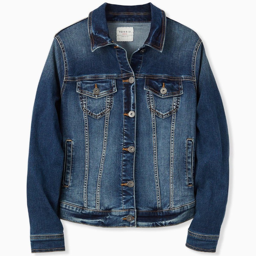 Denim Trucker Jacket - Medium Wash Size 3X 22-24 NWT 11879816